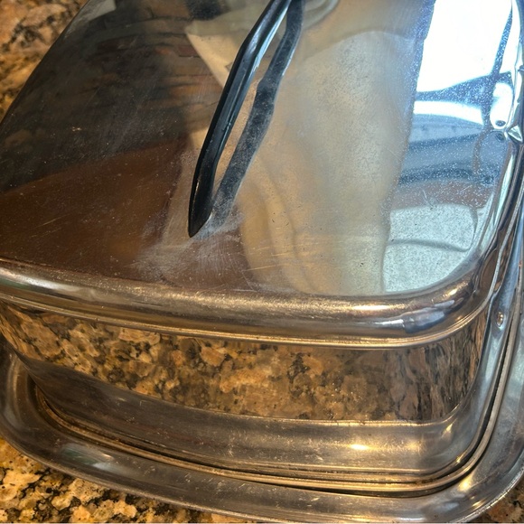 Vintage MCM Lincoln Beautyware Square Cake Cover Serving Carrier Pan chrome USA - Picture 6 of 13